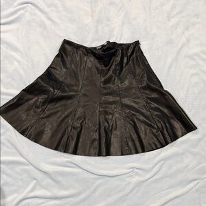 Zara Black A-Line Leather Skirt